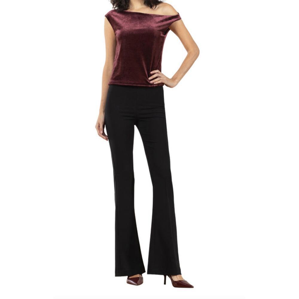 Avenue Montaigne Bellini Stretch Crepe Flare Pant F1226 Black Business Office 12